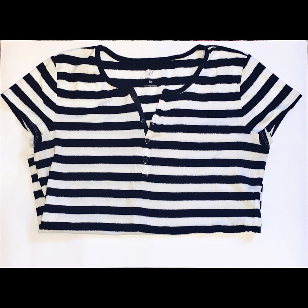Striped half button shirt
